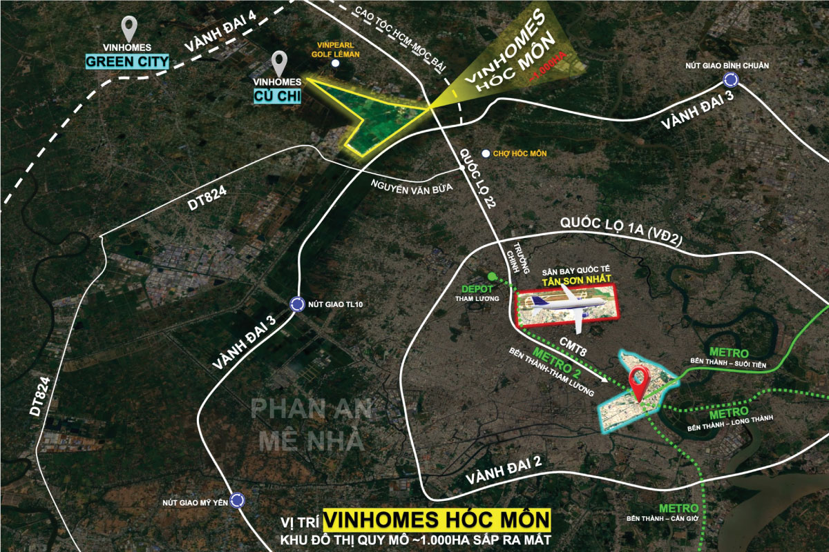 Bản đồ vị trí dự án Vinhomes Saigon Park Hóc Môn